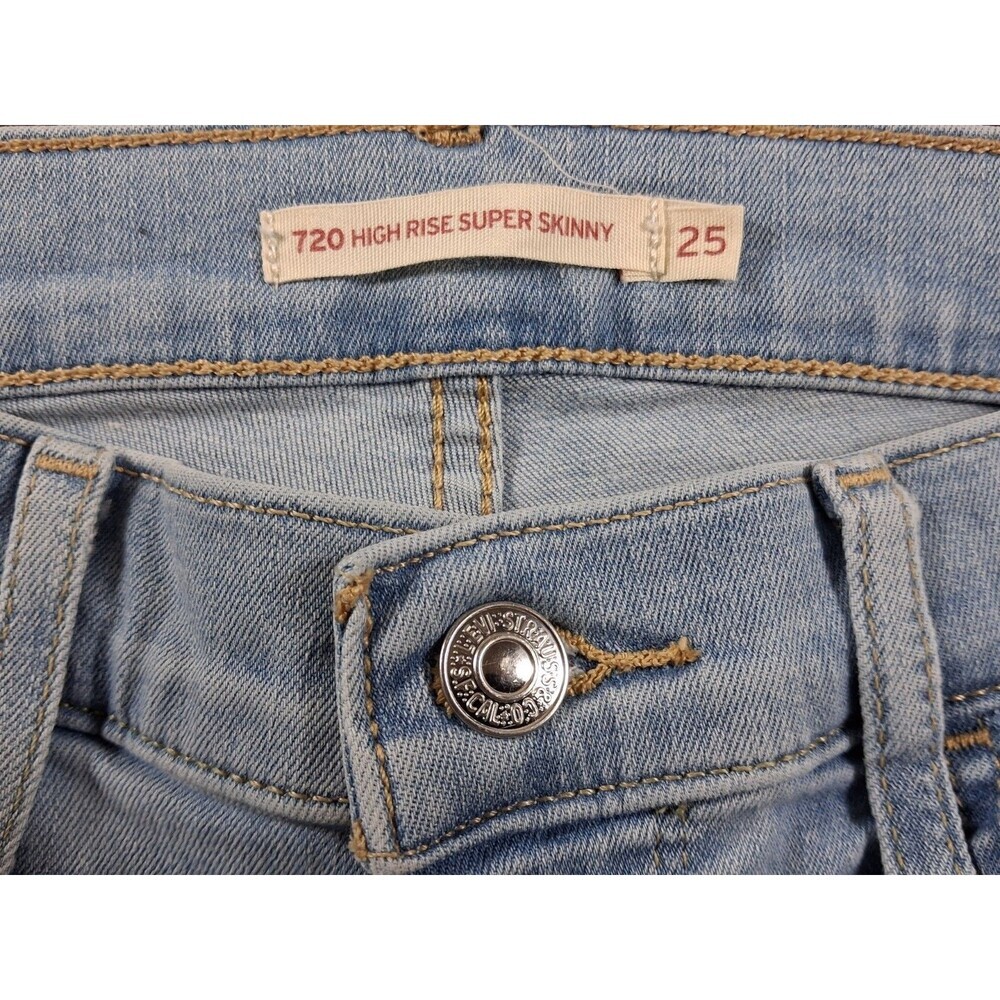 ⭐ Levi’s 720 High Rise Super Skinny Jeans Women’s Size 25 Blue Stretch Denim - Picture 5 of 16